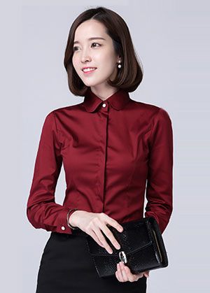 時(shí)尚娃娃領(lǐng)長袖女襯衫訂做款式